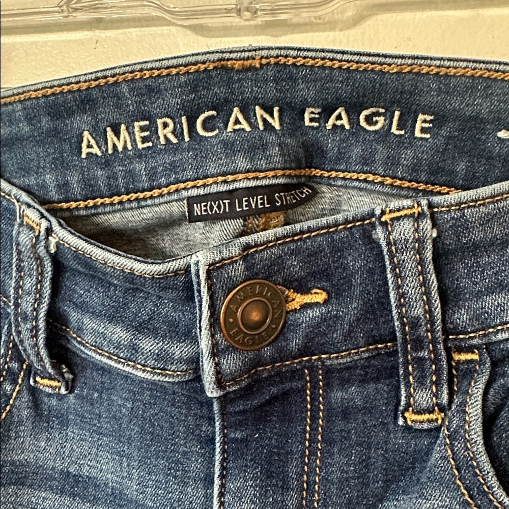 American Eagle Outfitters Blue Denim Skinny Jean Womens 2 Long - Picture 3 of 5